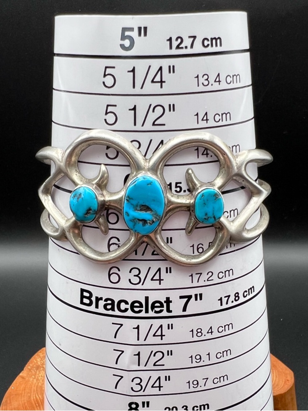 Native American Sandcast Turquoise Cuff - Picture 6 of 7